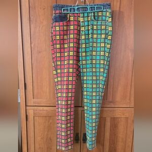 Ragged Jeans Colorful Plaid Windowpane Women's Jeans